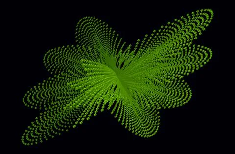 Neon light green digital geometry of 3d dots. Data center. network security Illustrazione stock