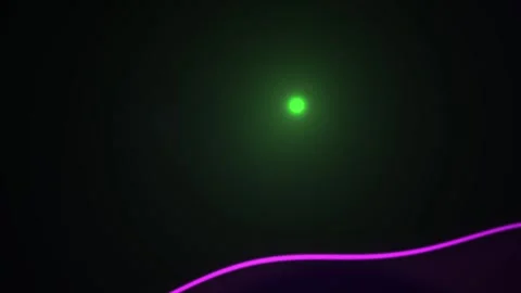 Neon light green dot on black background with purple curve line. Stock Footage 337483219