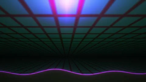 Neon light grid ceiling with purple line. Stock Footage 335536557