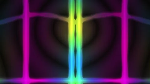 Neon light grid pattern with colorful beams. Stock Footage 336249772