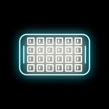 Neon light grid pattern on dark background Illustrazione stock