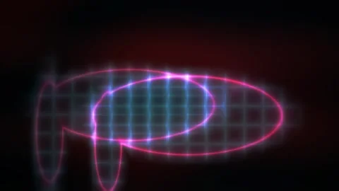 Neon light grid pattern forming a mushroom shape on a dark background with .. Stock Footage 337483293