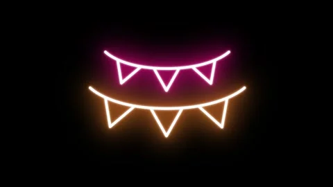 Neon light with hanging flag motion Stock Footage 294277727