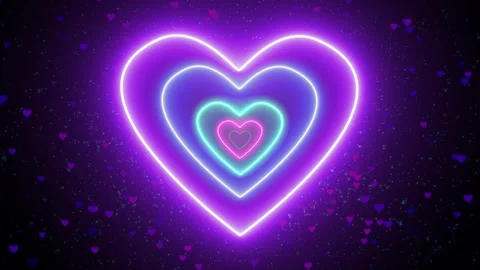 Neon Light Heart Flickering Background Stock Footage 305127419