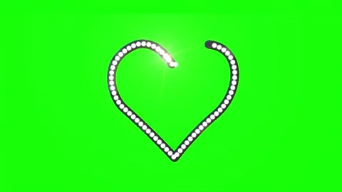 Neon light heart icon loop animation on green screen Stock Footage 314205990