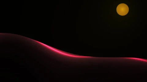 Neon light on a hill at night with a yellow moon. Vídeo Stock 337516160