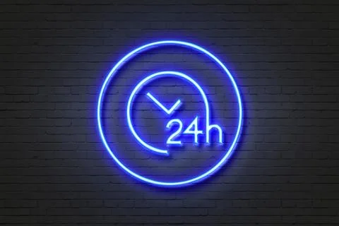 Neon light icon clock Illustrazione stock