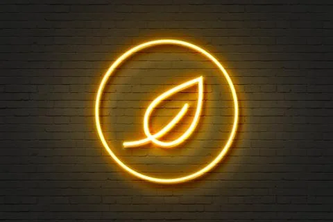 Neon light icon leaf Illustrazione stock