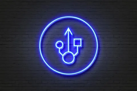 Neon light icon network Stock Illustration