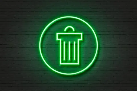 Neon light icon trash Illustrazione stock