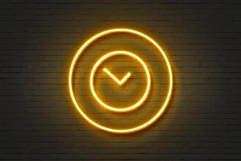Neon light icon wall clock Illustrazione stock