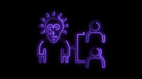 Neon light idea generation process collaboration knowledge transfer from me.. Stock Footage 309914640