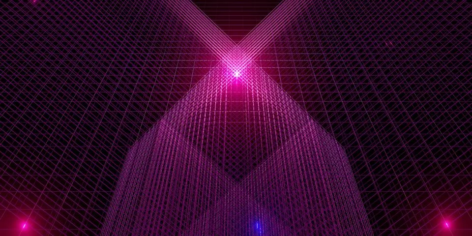 Neon light laser background 80s neon grid 3d illustration Stock Illustration