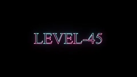 Neon light level 45 sign glowing in dark space, cinematic motion graphic ti.. Stock Footage 331531074
