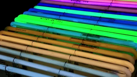 Neon light line up Stock Footage 72954690