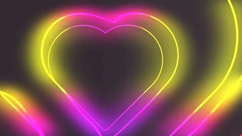 Neon Light Lines Heart Animated Love Frame 4K Overlay Black Background Stock Footage 289914078