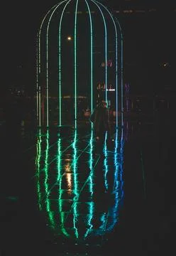 Neon Light Lines At King s Cross Railroad Station in London Stock Photos