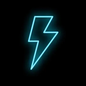 Neon light is making blue lightning shape on black background Stock Illustration