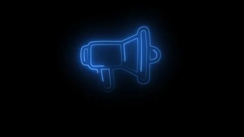 Neon light Megaphone Icon animation on black background Stock Footage 320473789