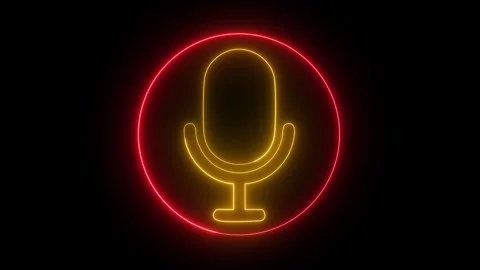 Neon light microphone icon animation video Stock Footage 321753228