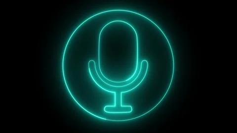 Neon light microphone icon animation footage Stock Footage 321753255