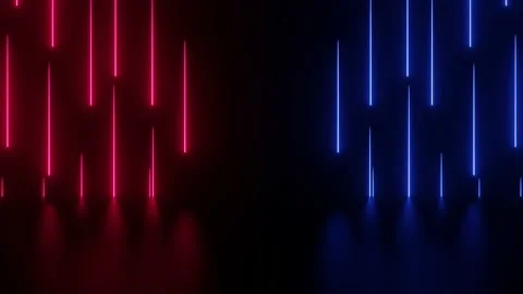 Neon light of Modern design., falling on the floor, appearing glowing pink blue  Stock Footage 153229948