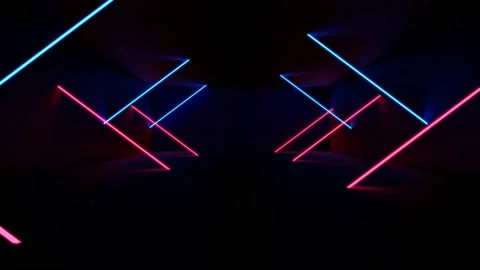 Neon light of Modern design., flight forward through digital corridor, appearing Stock Footage 156684205