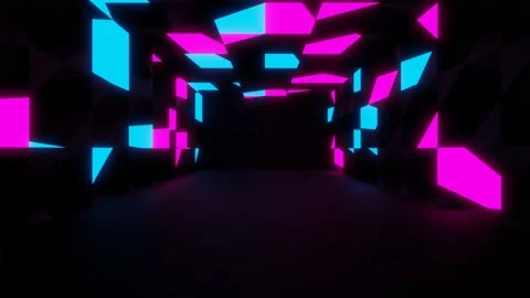 Neon light of Modern design., flight forward through digital corridor. Stock Footage 156818120