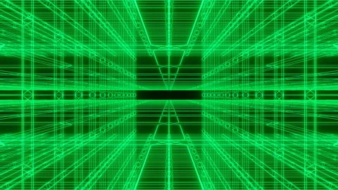 Neon light of Modern design., flight forward through digital corridor. Stock Footage 156965337