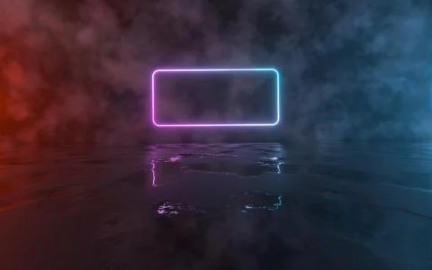 Neon light with muddy ground, 3d rendering. 스톡 일러스트