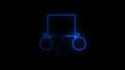 Neon light music note symbol with glowing circles on black background Stock Footage 346191506