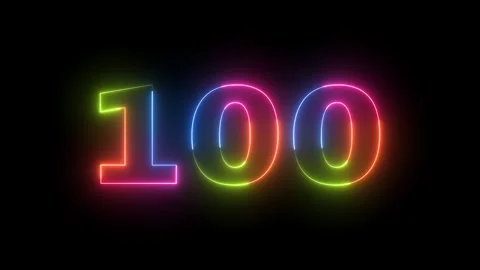 Neon Light Number 100 Animation Seamless Loop with Multicolor Outline Glowi.. Vidéo 330418048