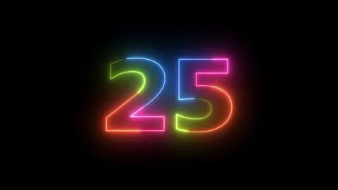 Neon light number 25 glowing and flickering Vídeos de archivo 330511655