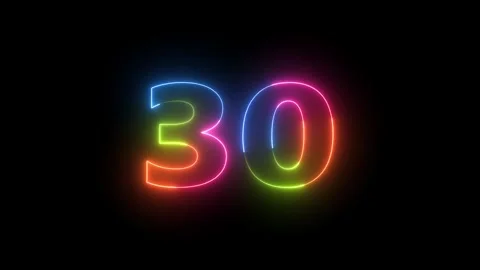 Neon light number 30 glowing animation 库存影片 330511744
