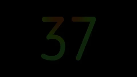 Neon light Number 37 Animation Glowing Gradient Blue Pink Digital Futuristic Vidéo 334678068