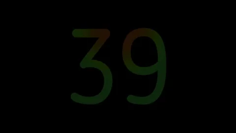 Neon light Number 39 Animation Glowing Gradient Blue Pink Digital Futuristic Stockbeeldmateriaal 334678083