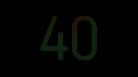 Neon light Number 40 Animation Glowing Gradient Blue Pink Digital Futuristic Stockbeeldmateriaal 334678063