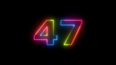 Neon light number 47 with flicker effect Illustrazione stock