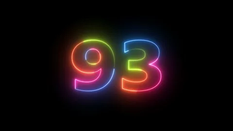 Neon light number 93 glowing and blinking Stock-Footage 330556709