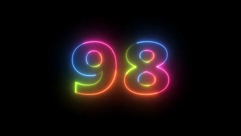 Neon light number 98 glowing motion video Vidéo 330556788