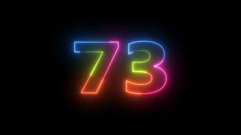 Neon light number seventy three glowing anima 動画素材 330512134