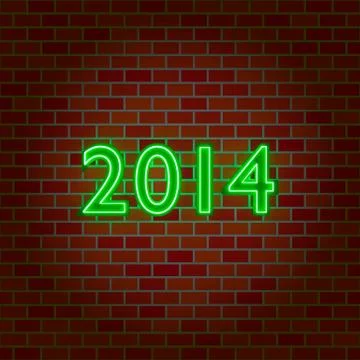 Neon light numbers 2014 Stock Illustration