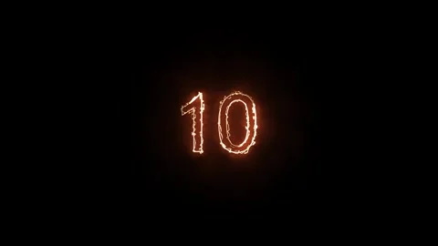 Neon light numbers set from 0 to 10, laser ray appears on black background .. Stock Footage 337759730