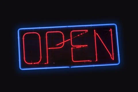 Neon light - Open Foto stock