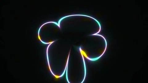 Neon light outline of a four-leaf clover on black background. Stock Footage 336249818