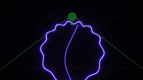 Neon light outline of a leaf shape with a green dot on a black background. Stock Footage 337516237