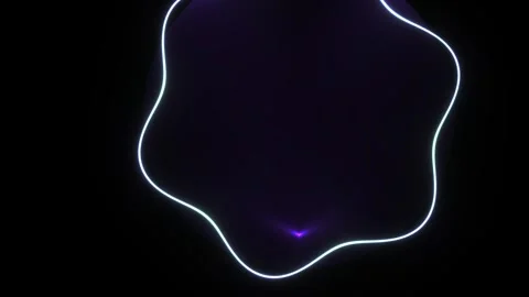 Neon light outline shapes with glowing eyes on black background. Stock Footage 337483301