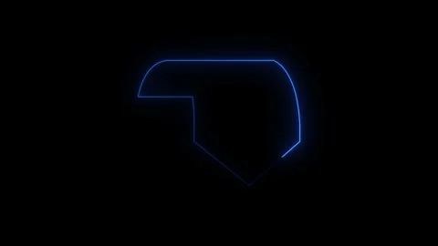 Neon light outline of a shield symbol performing digital animation Stock Footage 345459202
