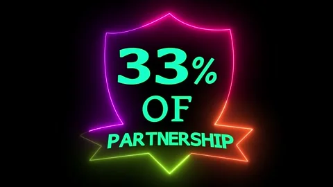 Neon Light Partnership Concept Animation on Black Background Stock Footage 328567022