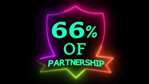 Neon Light Partnership Concept Animation Percent of Partnership Business Co.. Stock Footage 328567442